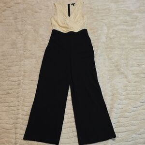 Express Black and Cream Lace Jumpsuit